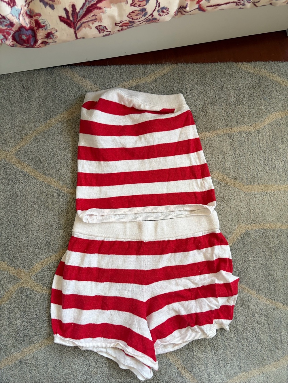 Red and White Striped Two-Piece Set
